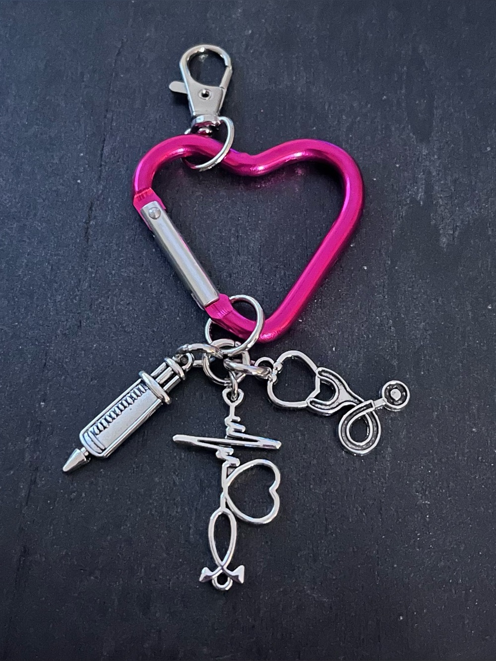 Heart Charm Bag Keychain-Pink